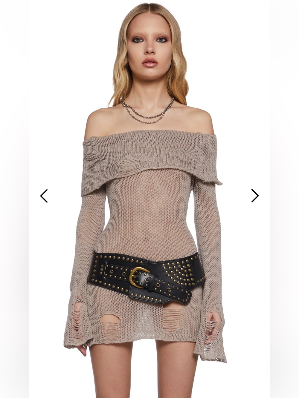 🖤 Darker Wavs Chamber Distressed Knit Sweater Dress - L